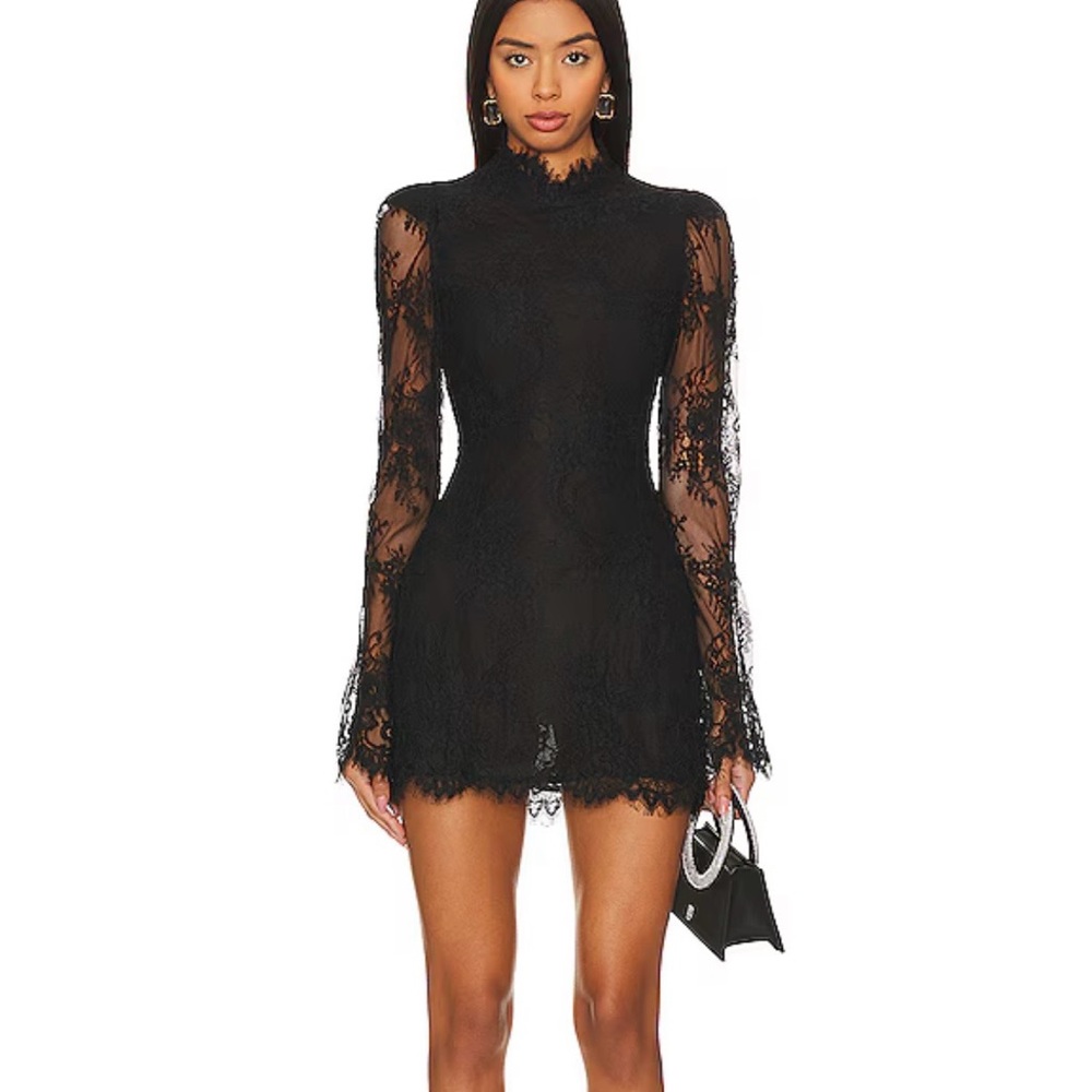 Stone Cold Fox Black Lace Long Sleeve Dress